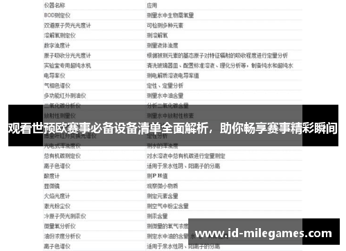 观看世预欧赛事必备设备清单全面解析,助你畅享赛事精彩瞬间 观看世预欧赛事必备设备清单全面解析,助你畅享赛事精彩瞬间